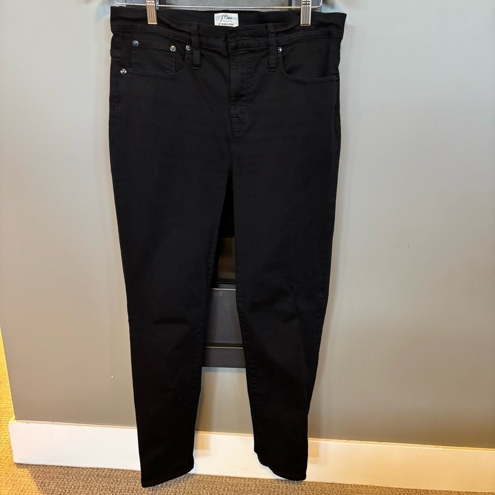 J Crew 9” High-Rise Toothpick Black Jeans - size 30